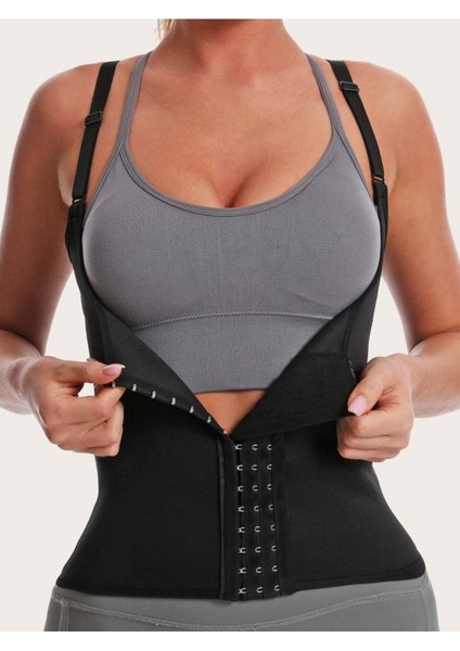 Type 1 Trigoso Model Askılı Latex Spor Korse Bel Şekillendirici 4 Aşamalı Korse Siyah Renk Slip Tek