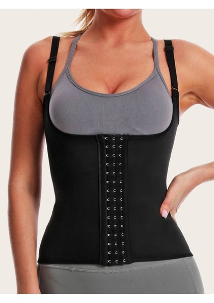 Type 1 Trigoso Model Askılı Latex Spor Korse Bel Şekillendirici 4 Aşamalı Korse Siyah Renk Slip Tek