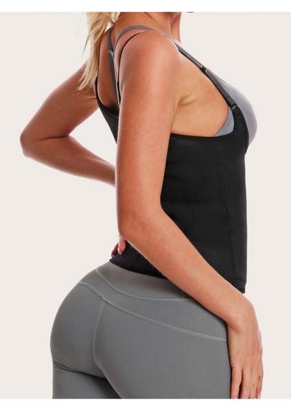 Type 1 Trigoso Model Askılı Latex Spor Korse Bel Şekillendirici 4 Aşamalı Korse Siyah Renk Slip Tek