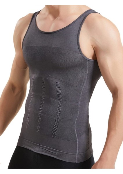 Type3 Toscana Model Spor Korse Atlet Göbek Eriten Fit Gösteren Atlet Lastikli Atlet Gri Renk Incelt