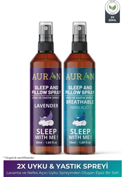 2'li Lavanta & Breathtaking Uyku ve Yastık Spreyi Rahatlatıcı Uyku ve Dinlenme Spreyi Sleep And Pıllow Spray 50ML