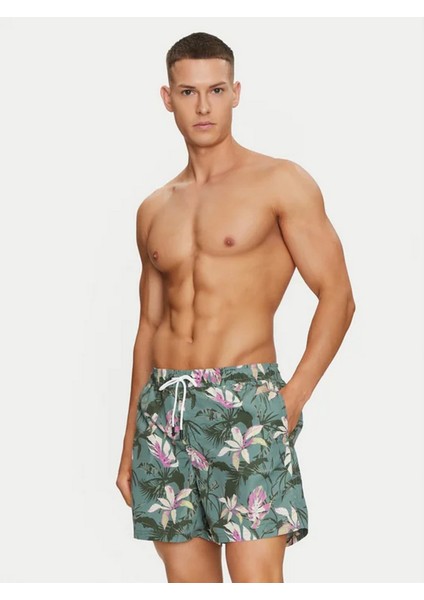 Desenli Lastikli Bel Yeşil Erkek Deniz Şortu 12253510 fiyatları