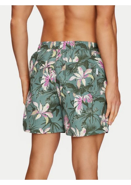 Desenli Lastikli Bel Yeşil Erkek Deniz Şortu 12253510 modelleri