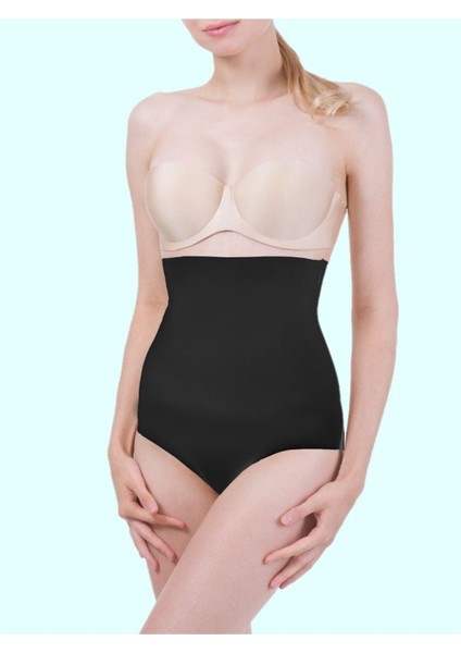 Örme Private Model Dikişsiz Slip Yüksek Bel Göbek Toparlayıcı Spor Korse Slip Yüksek Bel Slip Siyah