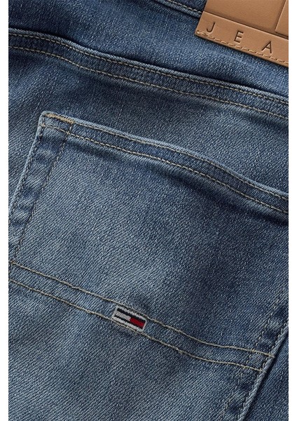 Tommy Hilfiger Erkek  Klasik 5 Cepli Mavi Denim Jeans