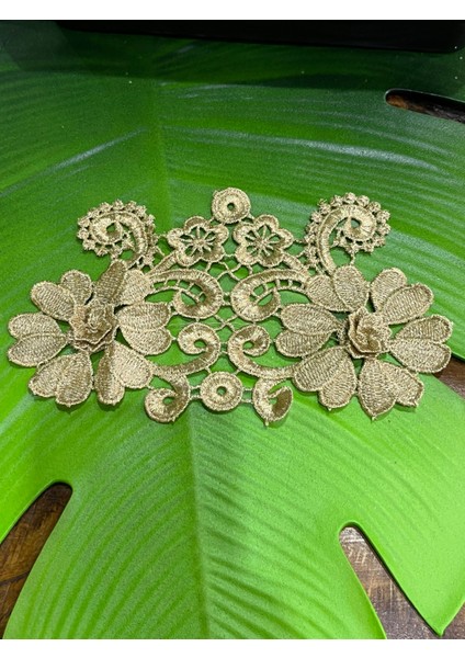 21X12 cm Kabartma Nakış Işleme Altın Sarı Aplike fiyatları