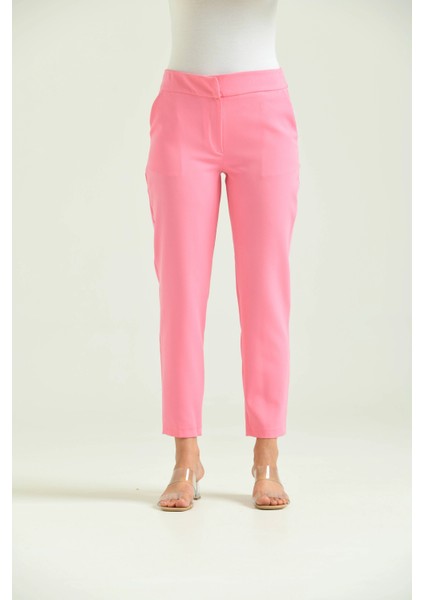 Kadın Pembe Basic Kumaş Pantolon
