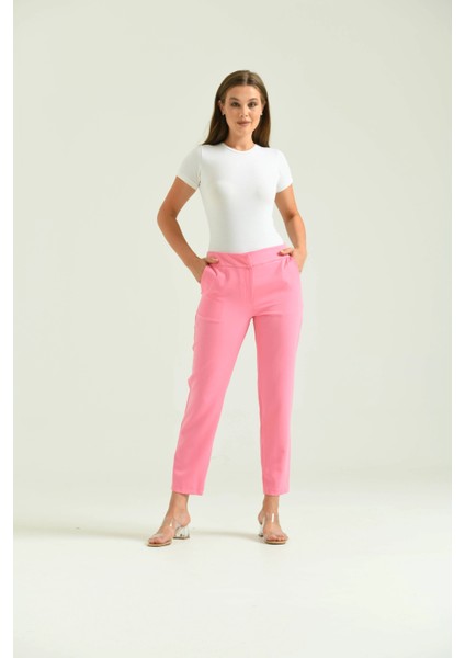 Kadın Pembe Basic Kumaş Pantolon
