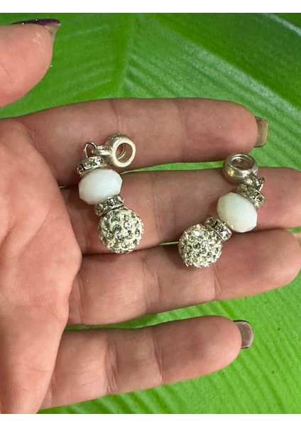 2 Adet Zirkon Taşlı Kolye Küpe Ucu Takı Aksesuarı