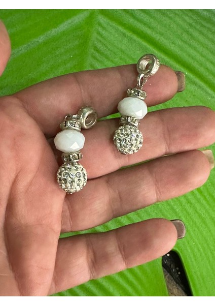 2 Adet Zirkon Taşlı Kolye Küpe Ucu Takı Aksesuarı