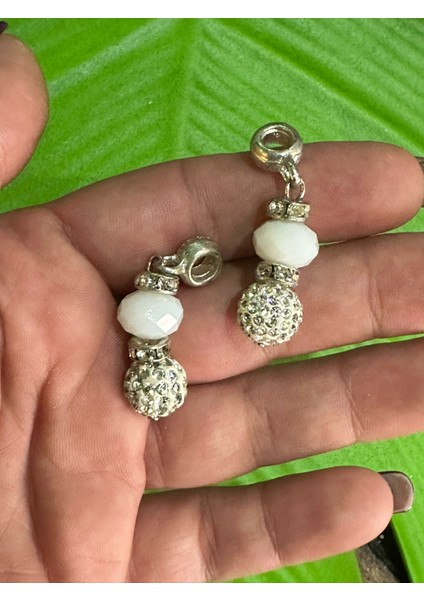 2 Adet Zirkon Taşlı Kolye Küpe Ucu Takı Aksesuarı
