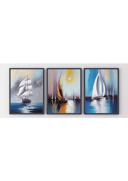3 Parça Yelkenler Çerçeveli Tablo Life , Ev Dekoru , Soyut Tablo , Ahşap Tablo fiyatları