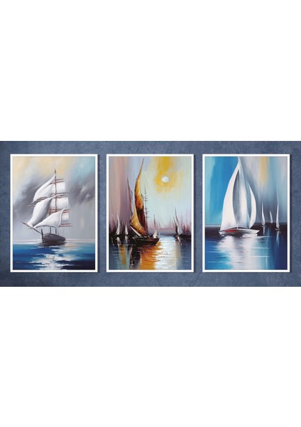 3 Parça Yelkenler Çerçeveli Tablo Life , Ev Dekoru , Soyut Tablo , Ahşap Tablo fırsatları