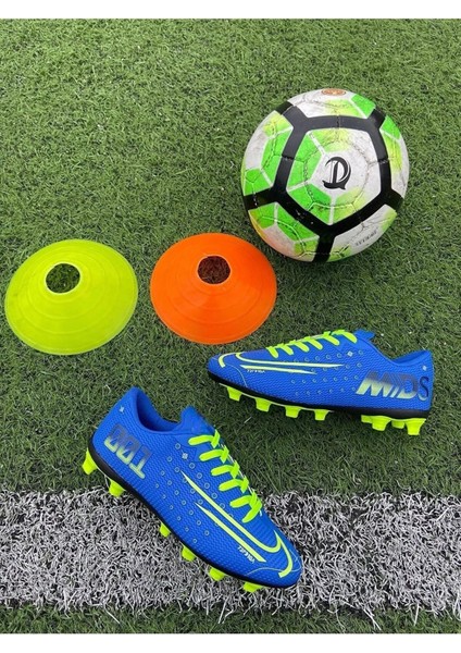 001 Erkek Çocuk Krampon Futbol Ayakkabısı Mavi-Sarı