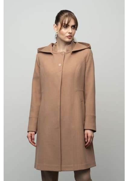 Çıkabilir Kapüşonlu Kup Detaylı Kaban Kamel 3041 modelleri