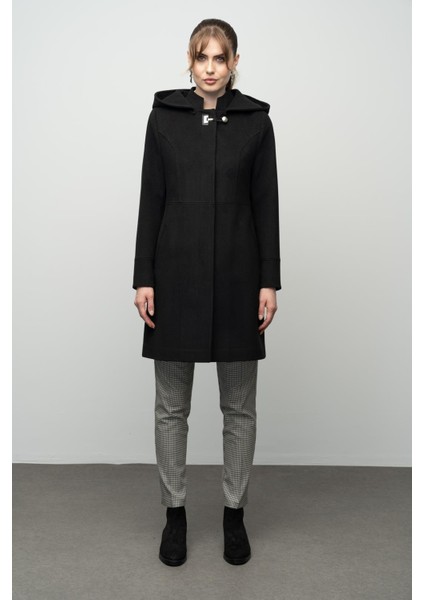 Çıkabilir Kapüşonlu Metal Aksesuarlı Kaban Siyah 3036 fiyatları