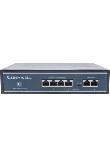 4 Port Poe Switch + 2 Uplink | 65W Iç Güç Ünitesi | UNW-AI0402-65W