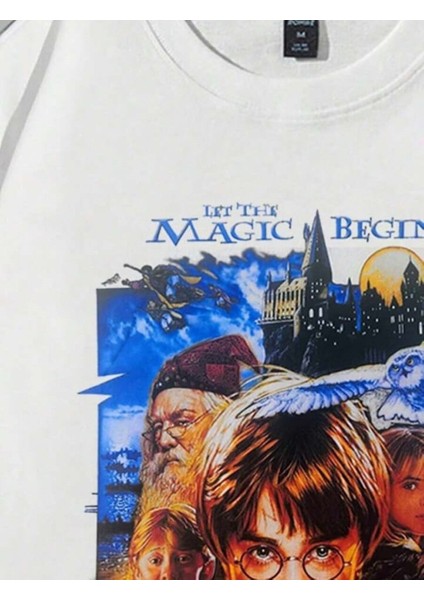 Stıl-X Harry Potter Baskılı Bisiklet Yaka, Pamuklu Oversıze Unısex Tshırt