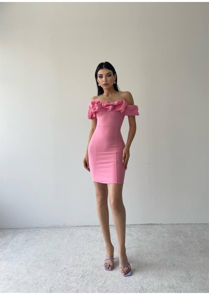 Amour Fırfır Detay Mini Elbise