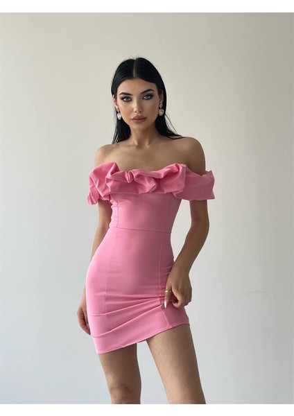 Amour Fırfır Detay Mini Elbise