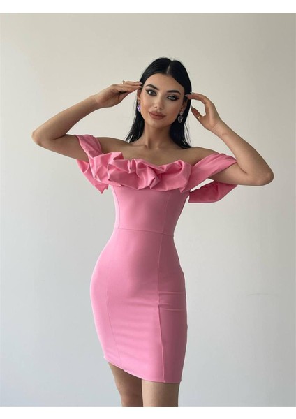 Amour Fırfır Detay Mini Elbise