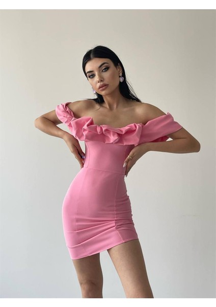 Amour Fırfır Detay Mini Elbise