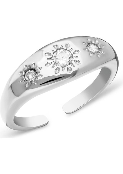 Güneş Desenli Taşlı Yüzük fiyatları