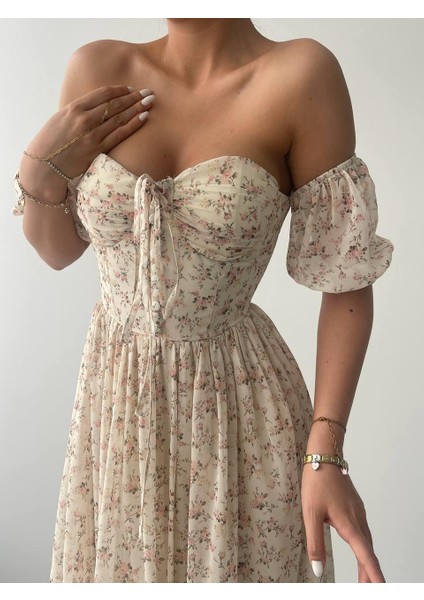 Alessa Şifon Gloplu Midi Astarlı Elbise indirimleri