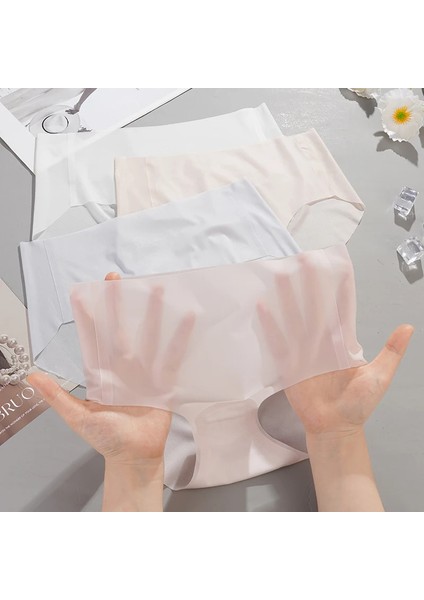 Dikişsiz Ultra Ince Buz Ipek Külot Mikro Şeffaf Elastik Nefes Alabilen Lazer Kesim Elastik Iz Yapmaz Külot Beyaz modelleri
