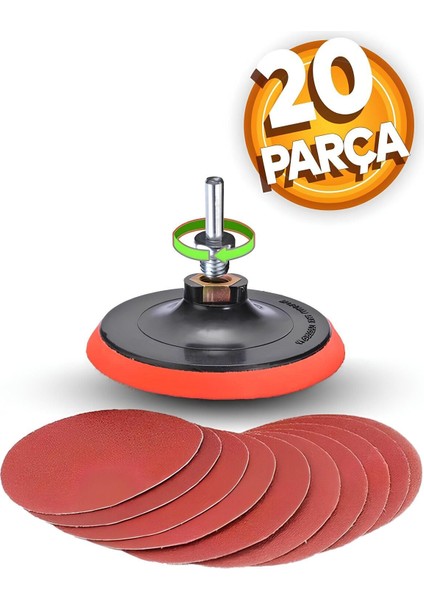 2 Yıl Cırt Zımpara Kağıdı El Zımparaları Ucu Seti Matkap Aparatı 115 mm Avuç Içi Spiral Taşlama 20