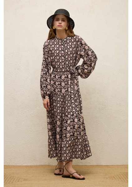 Desenli Katlı Viskon Elbise Gaıa fiyatları