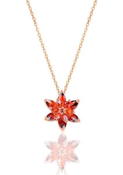 Gümüş Rose Taşlı Nilüfer Lotus Çiçeği Kolye fırsatları