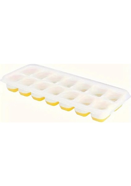 Buz Küpü Tepsisi Kolay Çıkarılabilir Silikon ve Esnek 14 Buz Küpü Tepsisi Sızdırmaz Çıkarılabilir Kapak 2 Adet