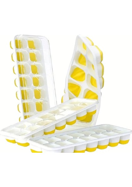 Buz Küpü Tepsisi Kolay Çıkarılabilir Silikon ve Esnek 14 Buz Küpü Tepsisi Sızdırmaz Çıkarılabilir Kapak 2 Adet fırsatları