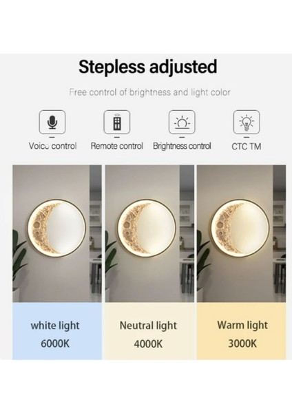 Ledli Ay Aplik - LED Aydınlatma - Çocuk Odası Salon Koridor Teras Aydınlatma - Aylı Avize 60CM