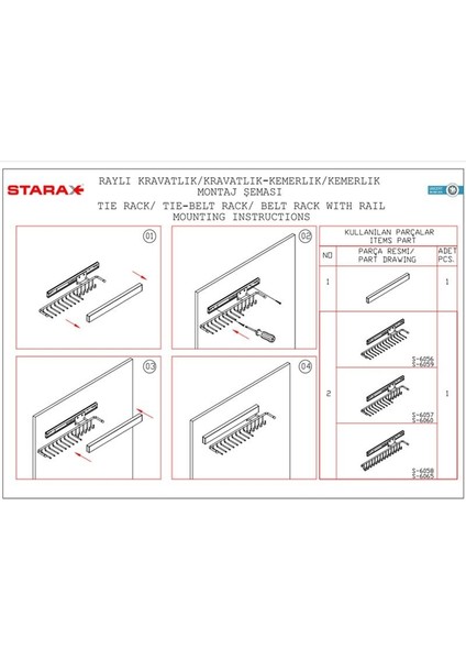 S-6056-A Raylı Kravatlık Metal Sağ