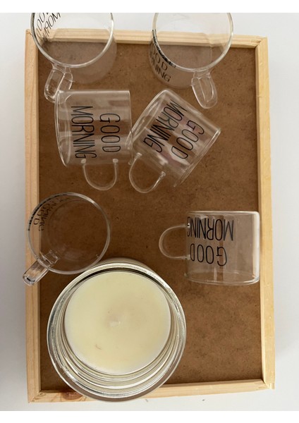 6 Adet Good Morning Yazılı Borasilikat Kahve Fincanı Kahve Bardağı Espresso Bardağı Kahve Yanı 100 ml