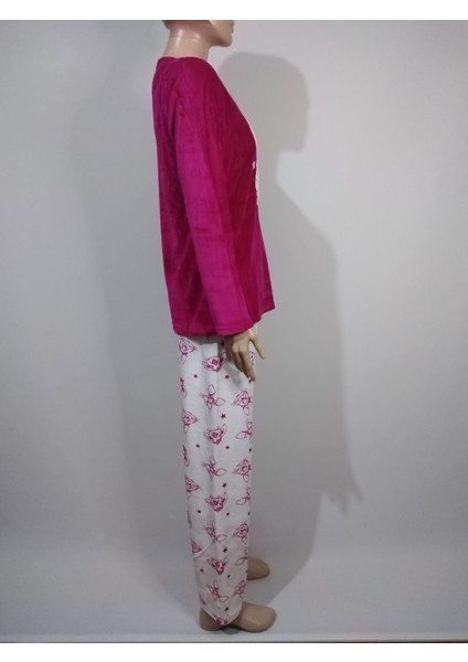 Kadın Şerabe Kadife Yuvarlak Yaka Uzun Kollu Tavşan Desenli Pijama Takımı % 76 Pamuk fiyatları