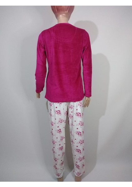 Kadın Şerabe Kadife Yuvarlak Yaka Uzun Kollu Tavşan Desenli Pijama Takımı % 76 Pamuk modelleri