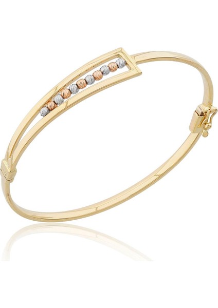 14 Ayar Altın Geometrik Tasarım Kelepçe Bilezik