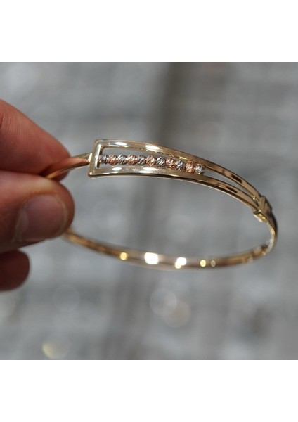 14 Ayar Altın Geometrik Tasarım Kelepçe Bilezik fırsatları