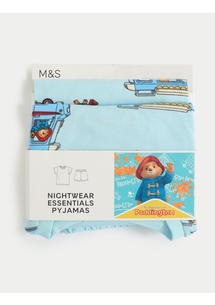 Marks & Spencer Saf Pamuklu Şortlu Paddington™ Pijama Takımı