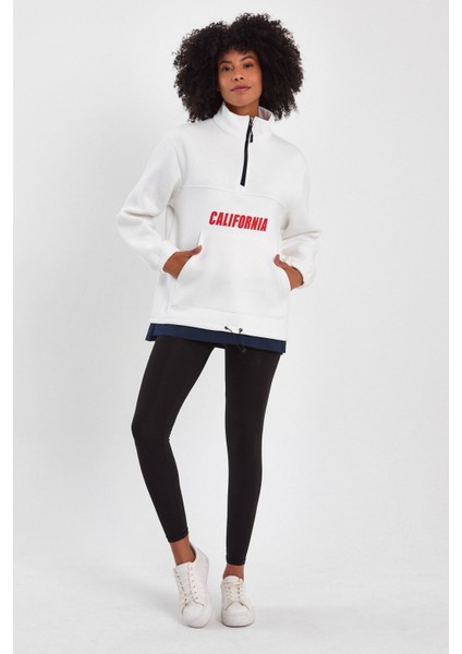 Garnili Baskılı Oversize Sweatshirt (E23-61903)