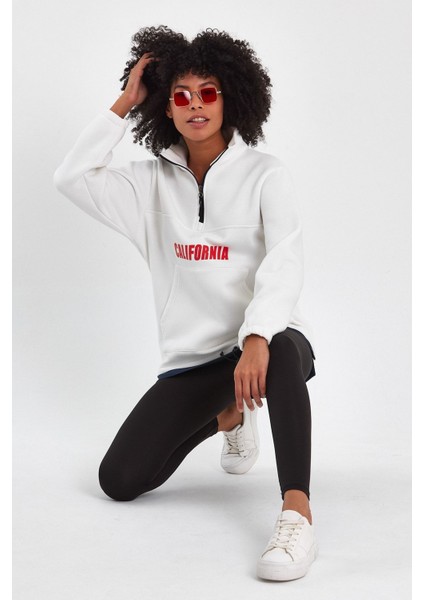 Garnili Baskılı Oversize Sweatshirt (E23-61903)