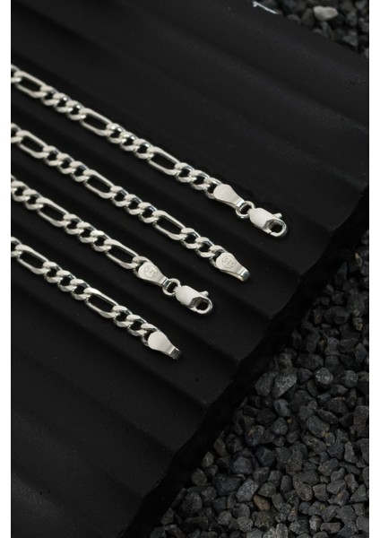 925 Ayar Gümüş Zincir 5mm Figaro Kolye Bileklik Set