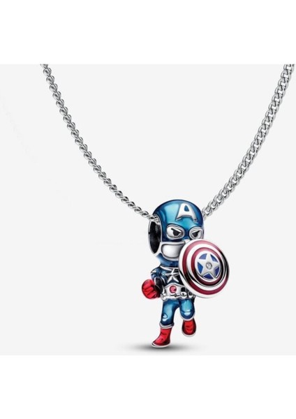 Avengers Kaptan Amerika  Charm Çelik Kolye Seti  Hediyelik Şık Aksesuar Takı