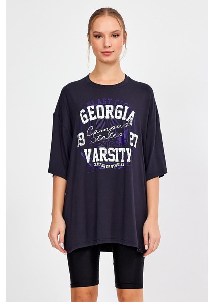 Alexandergardı Baskılı Oversize T-Shirt (E23-0046 01)
