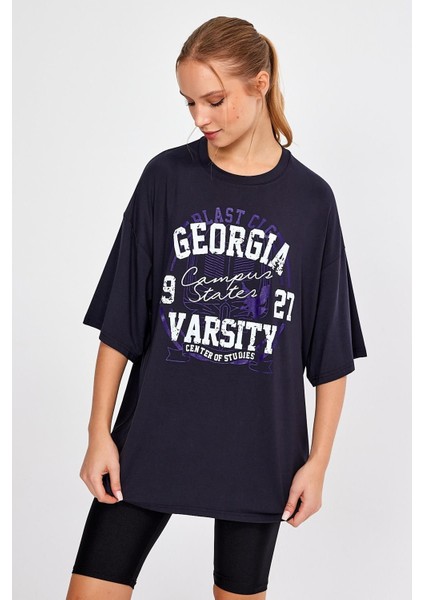 Alexandergardı Baskılı Oversize T-Shirt (E23-0046 01)