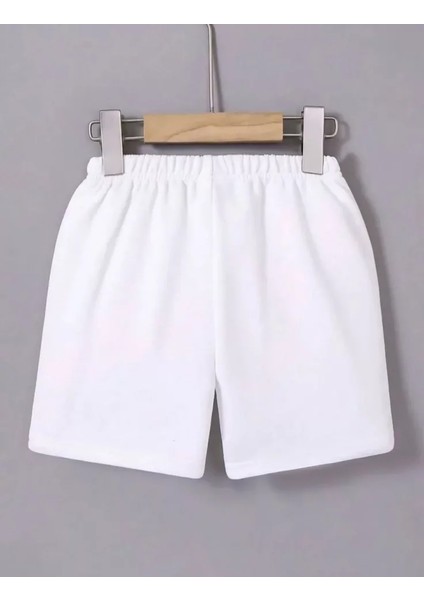 Beli Lastikli Baskılı Mini Şort - Beyaz fiyatları