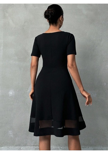 Etek Tül Detay Krep Elbise modelleri